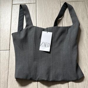 Zara Gray Sleeveless Bustier Tank Top